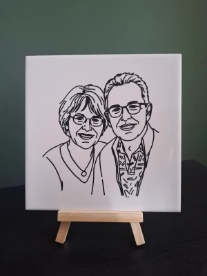 Handgemaakt gepersonaliseerd tegeltje portret
