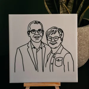 Handgemaakt gepersonaliseerd tegeltje portret
