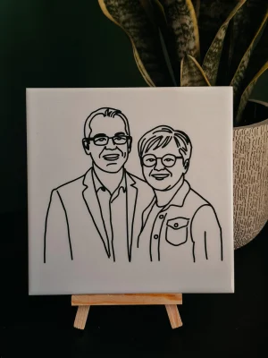 Handgemaakt gepersonaliseerd tegeltje portret