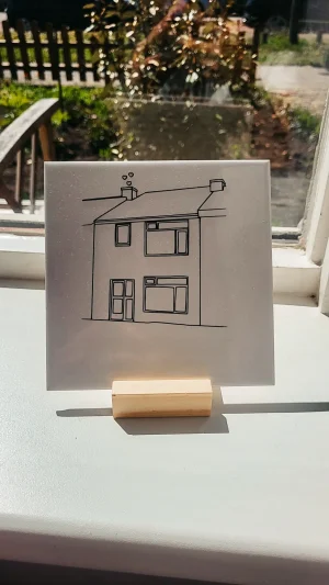 Handgemaakt gepersonaliseerd tegeltje woning